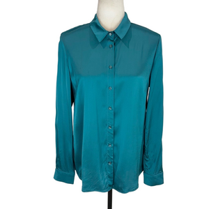 Monari teal satiny blouse